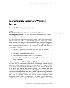 Sustainability Indicators Working Session