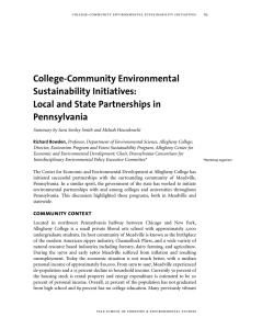 College-Community Environmental Sustainability Initiatives: Local and State Partnerships in Pennsylvania