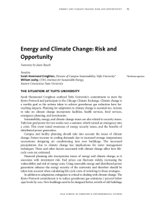 Energy and Climate Change: Risk and Opportunity