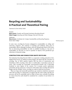 Recycling and Sustainability: A Practical and Theoretical Pairing