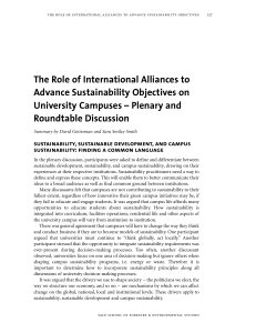 The Role of International Alliances to Advance Sustainability Objectives on