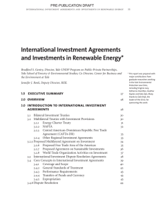 International Investment Agreements and Investments in Renewable Energy* PRE-PUBLICATION DRAFT