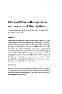 A Personal View on the Importance and Imperative of Diversity Work summary