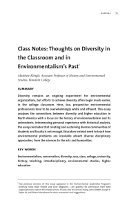 Class Notes: Thoughts on Diversity in the Classroom and in Environmentalism’s Past summary