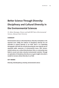 Better Science Through Diversity: Disciplinary and Cultural Diversity in the Environmental Sciences summary