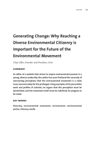 Generating Change: Why Reaching a Diverse Environmental Citizenry is Environmental Movement