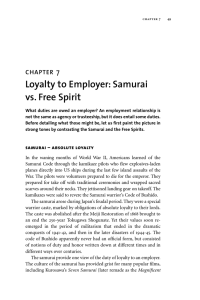 Loyalty to Employer: Samurai vs. Free Spirit 7 CHAPTER