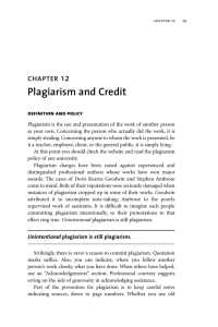 Plagiarism and Credit 12 CHAPTER definition and policy