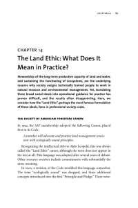 The Land Ethic: What Does It Mean in Practice? 14 CHAPTER
