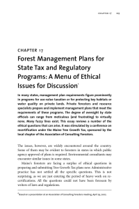 Forest Management Plans for State Tax and Regulatory Issues for Discussion