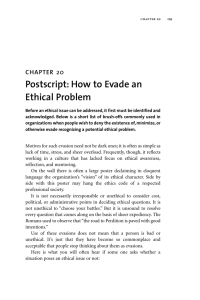 Postscript: How to Evade an Ethical Problem 20 CHAPTER