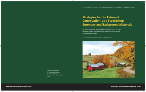 Strategies for the Future of Conservation: 2006 Workshop Summary and Background Materials