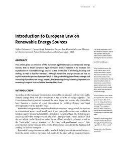 Introduction to European Law on Renewable Energy Sources