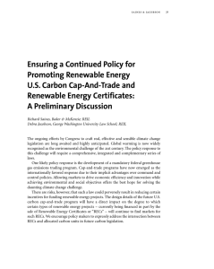 Ensuring a Continued Policy for Promoting Renewable Energy U.S. Carbon Cap-And-Trade and