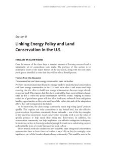 Linking Energy Policy and Land Conservation in the U.S. Section II