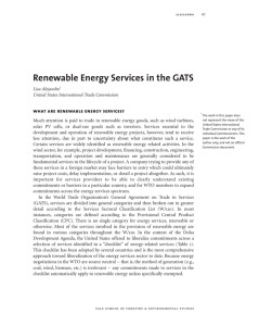 Renewable Energy Services in the GATS what are renewable energy services?