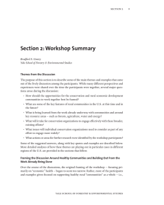 Section 2: Workshop Summary