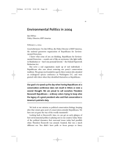Environmental Politics in 2004 Policy Director, REP America
