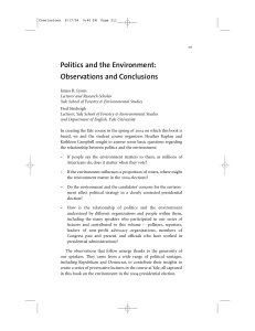Politics and the Environment: Observations and Conclusions