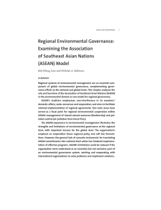 Regional Environmental Governance: Examining the Association of Southeast Asian Nations (ASEAN) Model