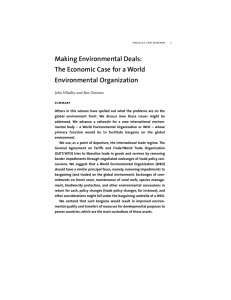 Making Environmental Deals: The Economic Case for a World Environmental Organization