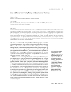 Zoos and Conservation: Policy Making and Organizational Challenges    