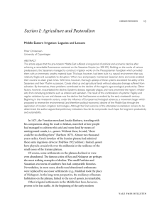 Section I: Agriculture and Pastoralism Middle Eastern Irrigation: Legacies and Lessons  