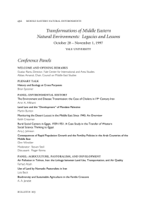 Transformations of Middle Eastern Natural Environments:  Legacies and Lessons Conference Panels