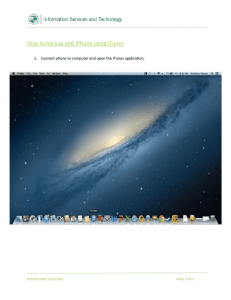 How to backup and IPhone using ITunes  REVISED DATE: 9/21/2015