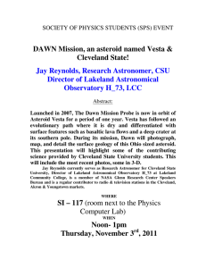 DAWN Mission, an asteroid named Vesta &amp; Cleveland State!