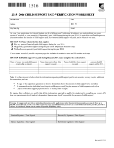 *CHSUPC* *TRACKING REQUIREMENT* 1516 2015 - 2016 CHILD SUPPORT PAID VERIFICATION WORKSHEET