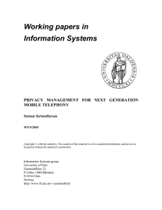 Working papers in Information Systems MOBILE TELEPHONY