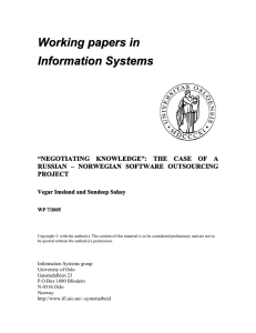 Working papers in Information Systems