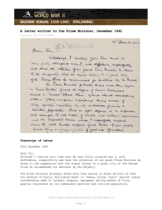 EASTERN EUROPE 1939-1945: STALINGRAD Transcript of letter