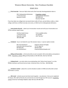 Western Illinois University - New Freshman Checklist SOAR 2014