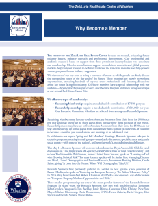 Why Become a Member The Zell/Lurie Real Estate Center at Wharton