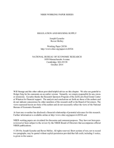 NBER WORKING PAPER SERIES REGULATION AND HOUSING SUPPLY Joseph Gyourko Raven Molloy