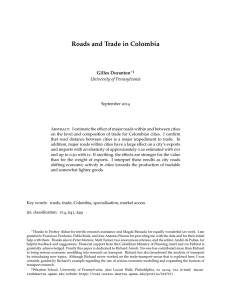 Roads and Trade in Colombia Duranton University of Pennsylvania