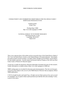 NBER WORKING PAPER SERIES MORTGAGE INSURANCE FUND