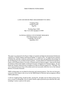 NBER WORKING PAPER SERIES LAND AND HOUSE PRICE MEASUREMENT IN CHINA