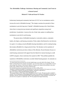 The Affordability Challenge: Inclusionary Housing and Community Land Trusts in
