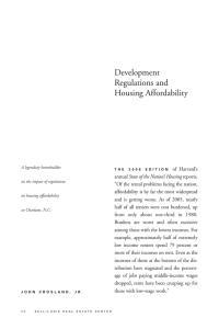 Development Regulations and Housing Affordability