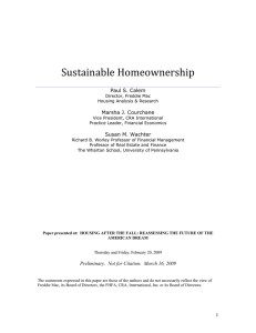   Sustainable Homeownership Paul S. Calem Marsha J. Courchane