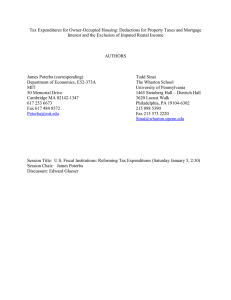 Tax Expenditures for Owner-Occupied Housing: Deductions for Property Taxes and... Interest and the Exclusion of Imputed Rental Income