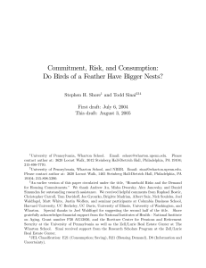 Commitment, Risk, and Consumption: Stephen H. Shore and Todd Sinai