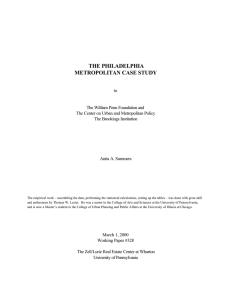 THE PHILADELPHIA METROPOLITAN CASE STUDY