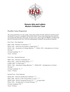 Honors Arts and Letters Western Civilization Track Possible Course Progression