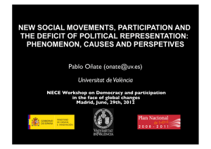 NEW SOCIAL MOVEMENTS, PARTICIPATION AND THE DEFICIT OF POLITICAL REPRESENTATION: