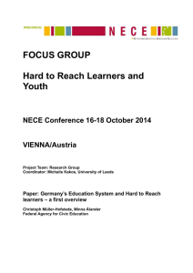 FOCUS GROUP  Hard to Reach Learners and Youth