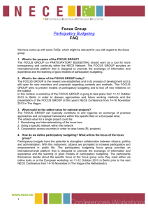 Focus Group FAQ  Participatory Budgeting